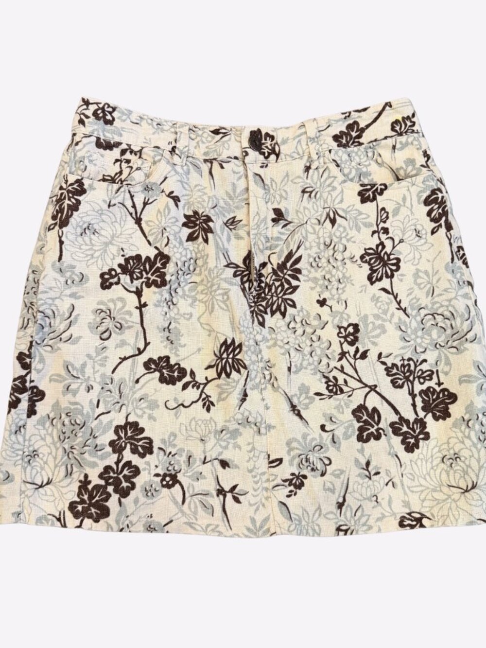 Nautica Jeans Company 100% Linen Floral Midi Skirt Womens Sz 4 Casual Summer